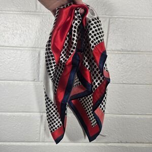 100% Silk Square‎ Bag Scarf Geometric Polka Dot Bright Contract Rolled Hem 20.5